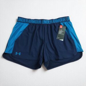 Under Armour Women's Navy Blue Mesh Inset 'Play Up' 2.0 Shorts L Large 1300824